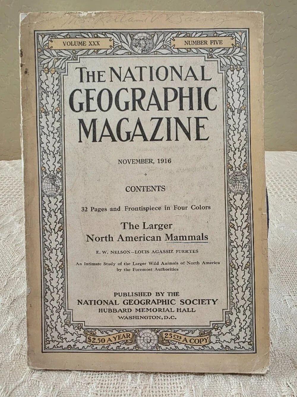 1916 National Geographic November Larger North American Mammals Vol 30 No 5